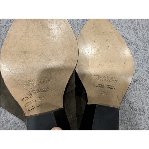 Isabel Marant Denvee Suede Western Knee High Tall Boots Khaki EU 35 - Picture 4 of 6